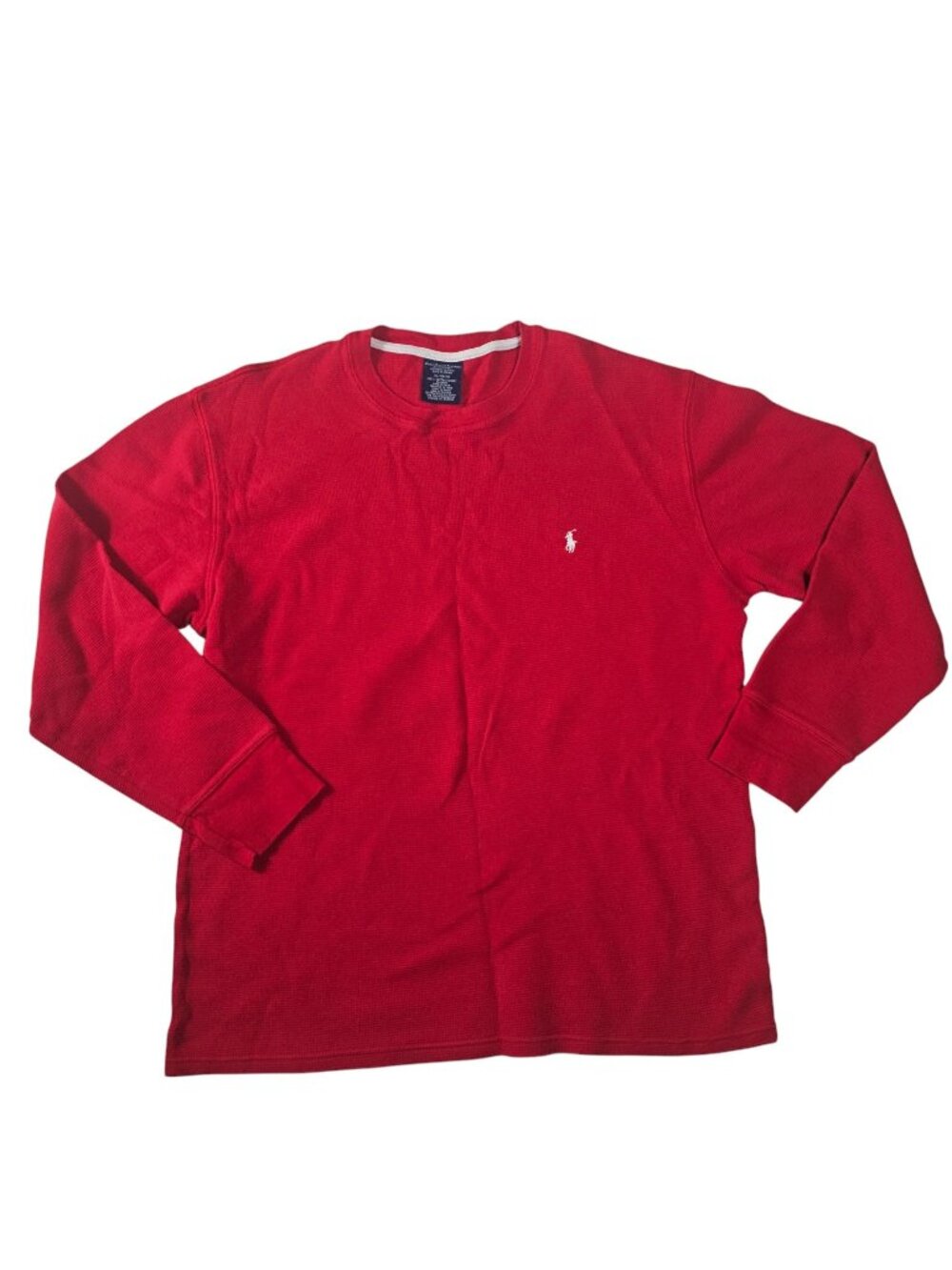Polo Ralph Lauren Crewneck Waffle Knit Thermal Size XL Red Long Sleeve